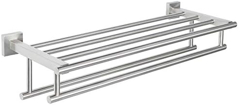 Alise Double Towel Rack for Bathroom,24 Inch Bathroom Tower Holder Towel Shelf with Double Towel Bars Wall Mount,SUS304 Stainless Steel Double Tower Bar for Bathroom Wall,Towel Hanger Matte Black