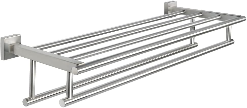 Alise Double Towel Rack for Bathroom,24 Inch Bathroom Tower Holder Towel Shelf with Double Towel Bars Wall Mount,SUS304 Stainless Steel Double Tower Bar for Bathroom Wall,Towel Hanger Matte Black
