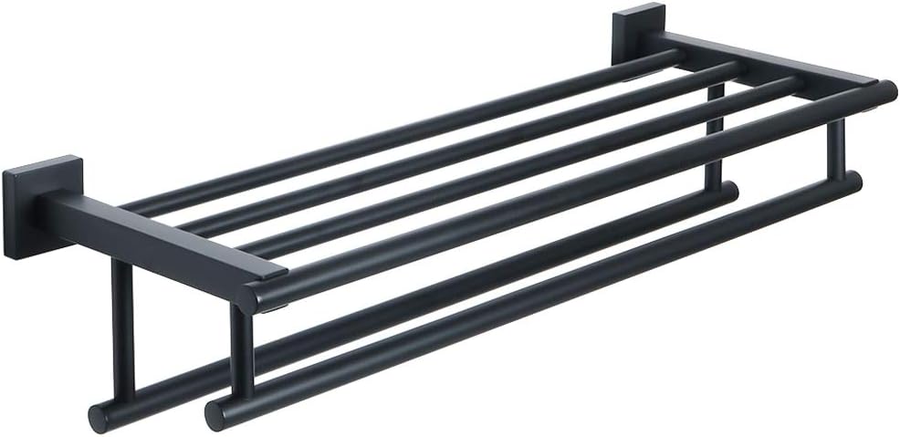 Alise Double Towel Rack for Bathroom,24 Inch Bathroom Tower Holder Towel Shelf with Double Towel Bars Wall Mount,SUS304 Stainless Steel Double Tower Bar for Bathroom Wall,Towel Hanger Matte Black
