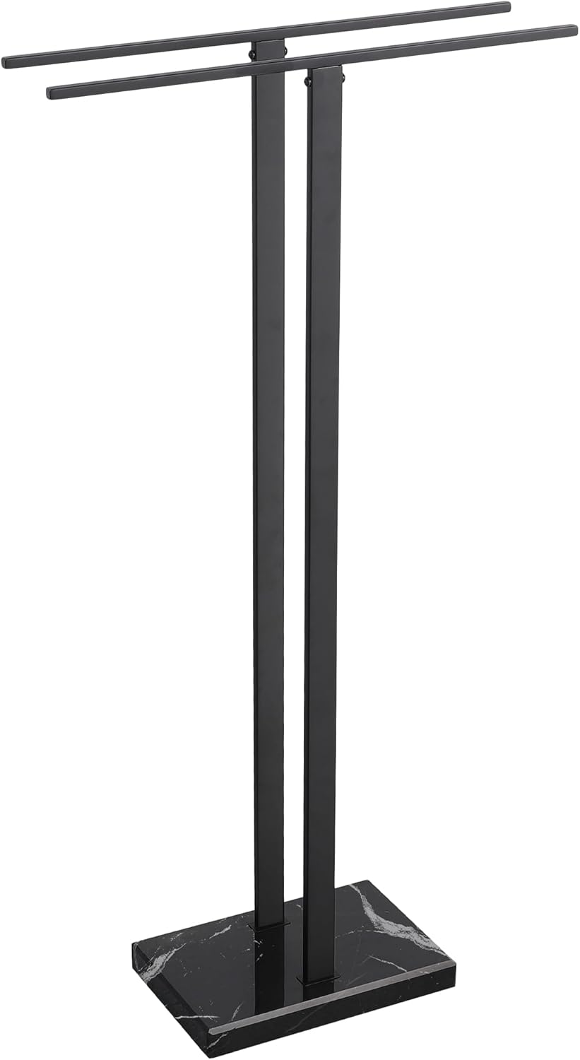 KES Standing Towel Racks for Bathroom 2-Tier, Floor Towel Rack Stand with Heavy Marble Base, Upgrade Steady Design, Pro-Grade 18/8 Stainless Steel Brushed Finish, BTH217-2