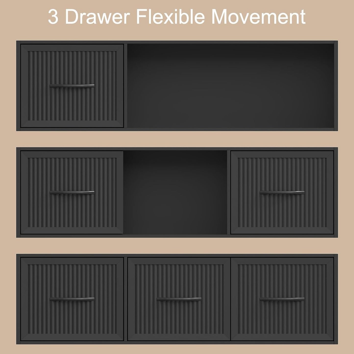 70" Book Shelf and Bookcase, Tall Bookshelf with Drawers, 48" Wide Modern 5 Tier Bookcase with 3 Bins Storage, Large Wood Display Cabinet with Adjustable Bin Storage for Living Room,Black