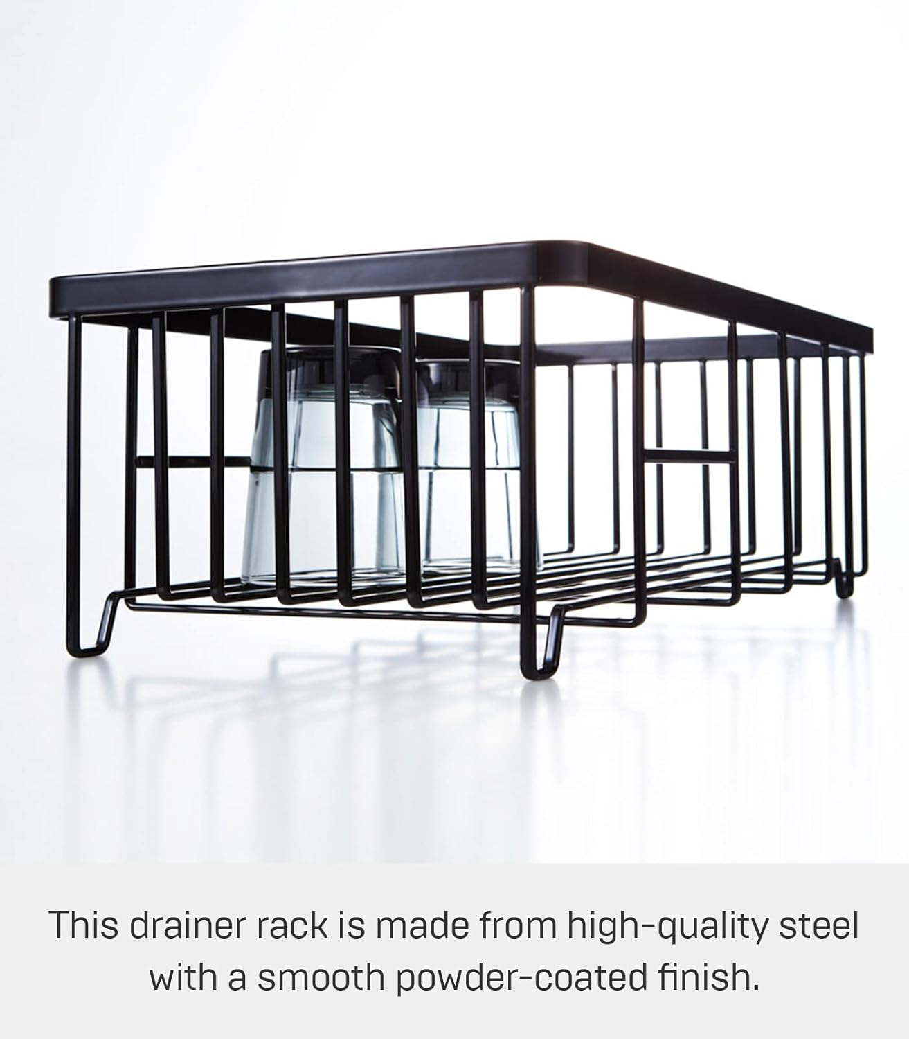 YAMAZAKI home 2876 Alloy Steel Wire Dish Drainer Rack, One Size, Black