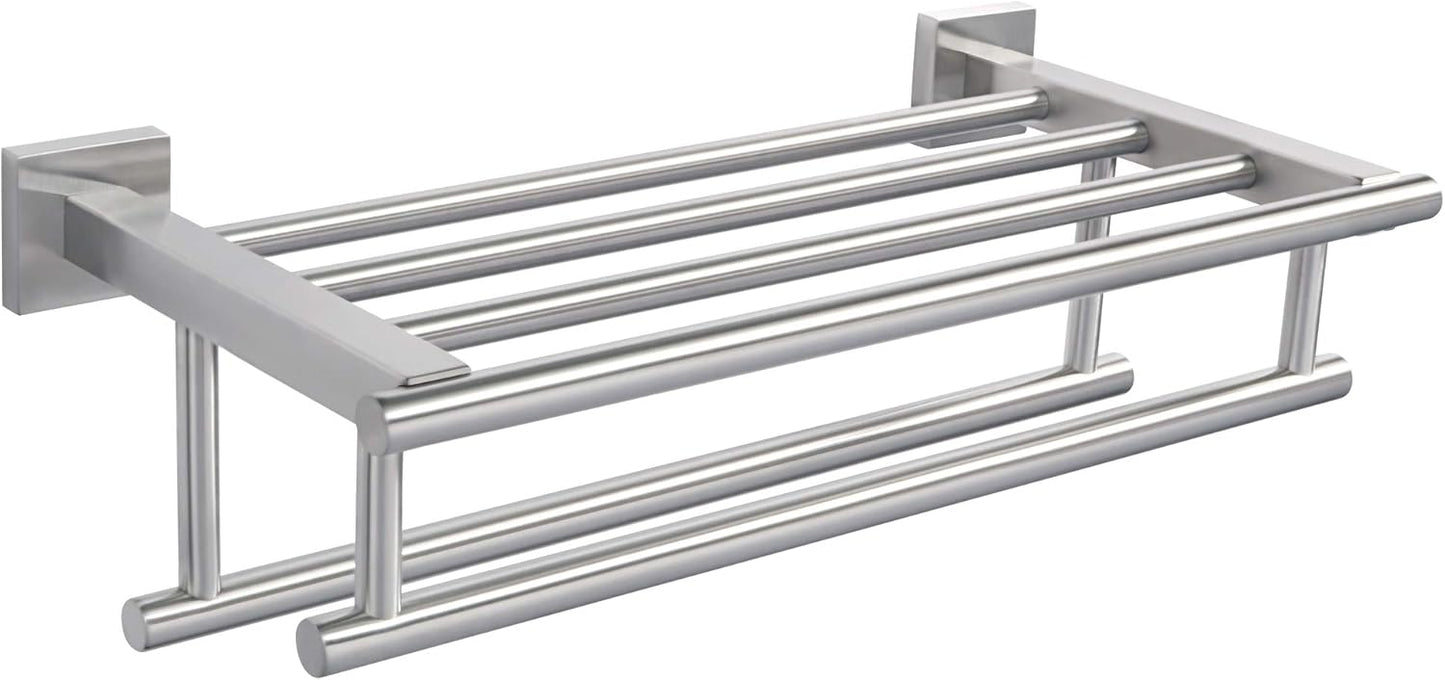 Alise Double Towel Rack for Bathroom,24 Inch Bathroom Tower Holder Towel Shelf with Double Towel Bars Wall Mount,SUS304 Stainless Steel Double Tower Bar for Bathroom Wall,Towel Hanger Matte Black
