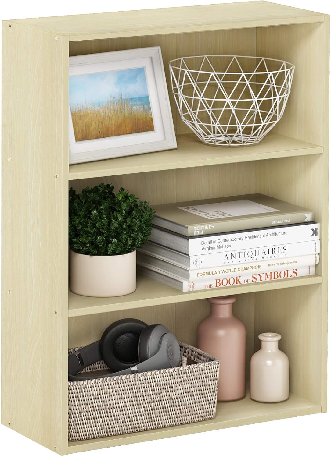Furinno Pasir 3-Tier Open Shelf Bookcase, Plain White