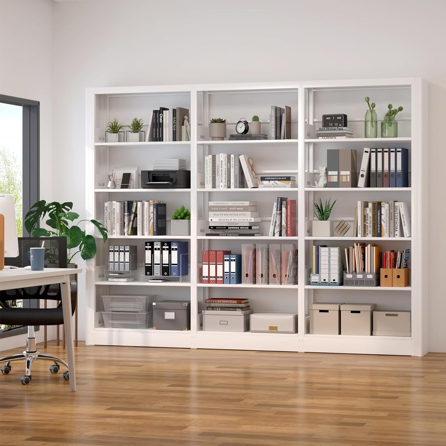 Metal Bookshelf,Adjustable 5-Tier Bookcase with High Weight Capacity,Bookshelves and Bookcases for Living Room,Office,Library,Black Book Shelf
