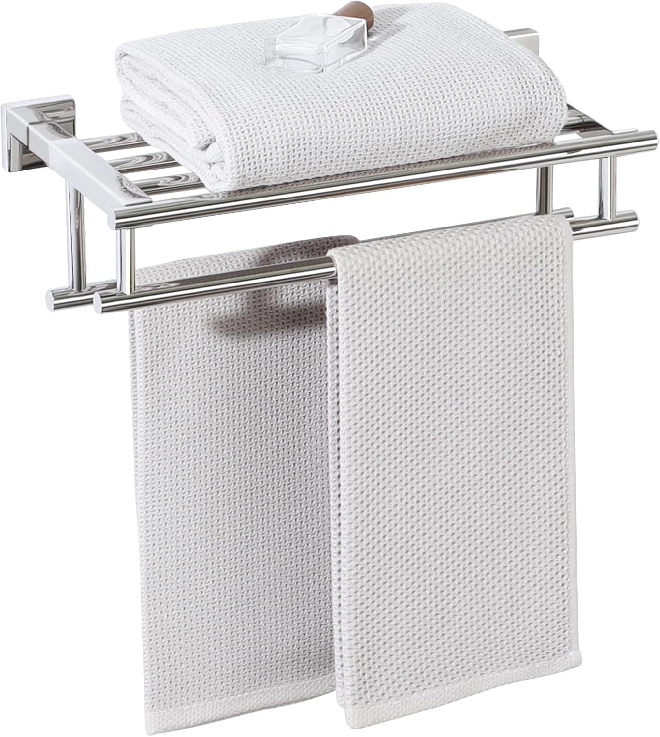 Alise Double Towel Rack for Bathroom,24 Inch Bathroom Tower Holder Towel Shelf with Double Towel Bars Wall Mount,SUS304 Stainless Steel Double Tower Bar for Bathroom Wall,Towel Hanger Matte Black