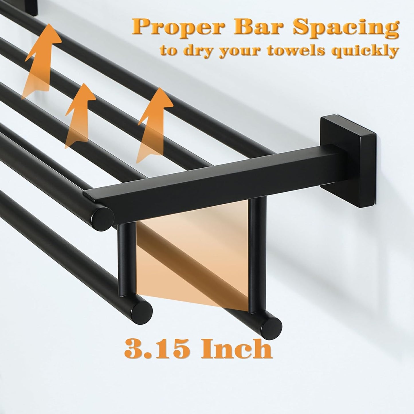 Alise Double Towel Rack for Bathroom,24 Inch Bathroom Tower Holder Towel Shelf with Double Towel Bars Wall Mount,SUS304 Stainless Steel Double Tower Bar for Bathroom Wall,Towel Hanger Matte Black