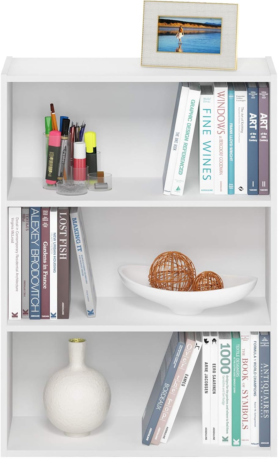 Furinno Pasir 3-Tier Open Shelf Bookcase, Plain White