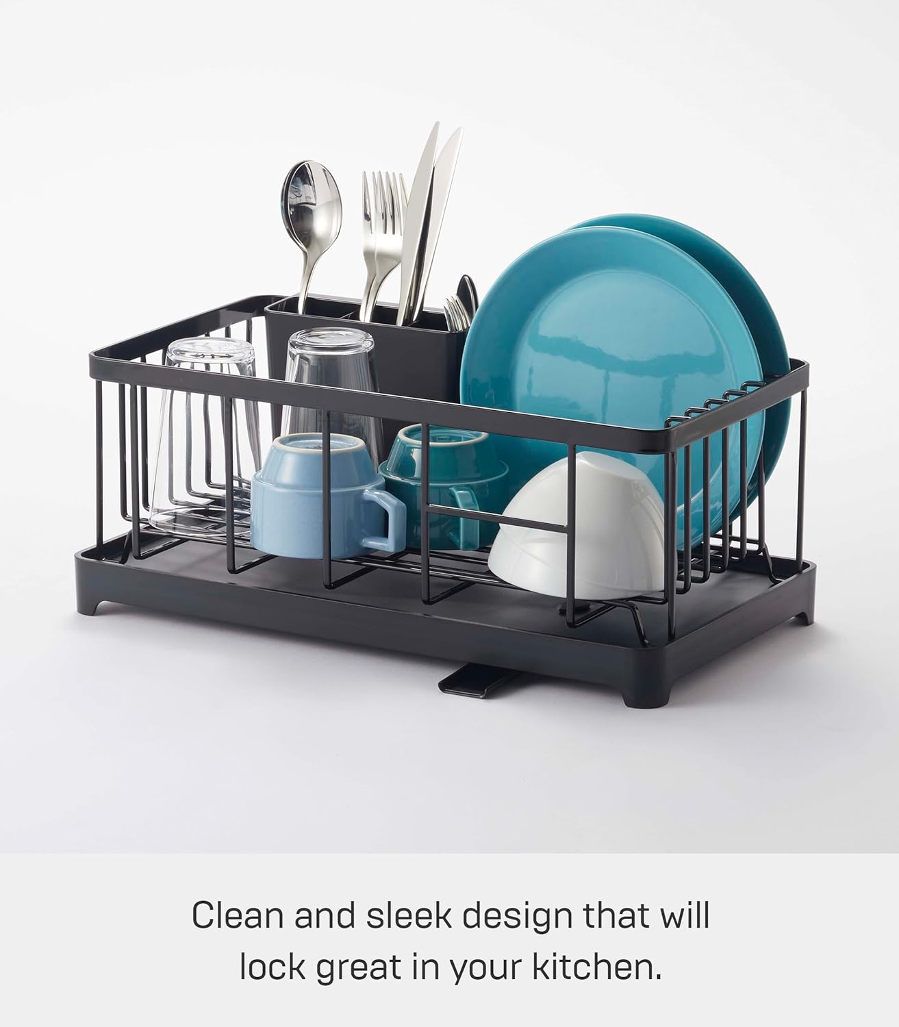 YAMAZAKI home 2876 Alloy Steel Wire Dish Drainer Rack, One Size, Black
