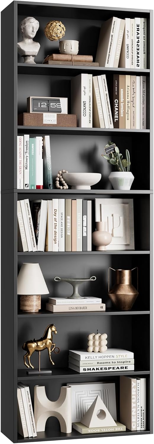 82" Tall Bookshelf, 7-Tier Open Shelves Bookcase, Freestanding Display Storage Shelves, Tall Bookcase Home Decor Furniture for Home Office, Living Room, Bedroom, White