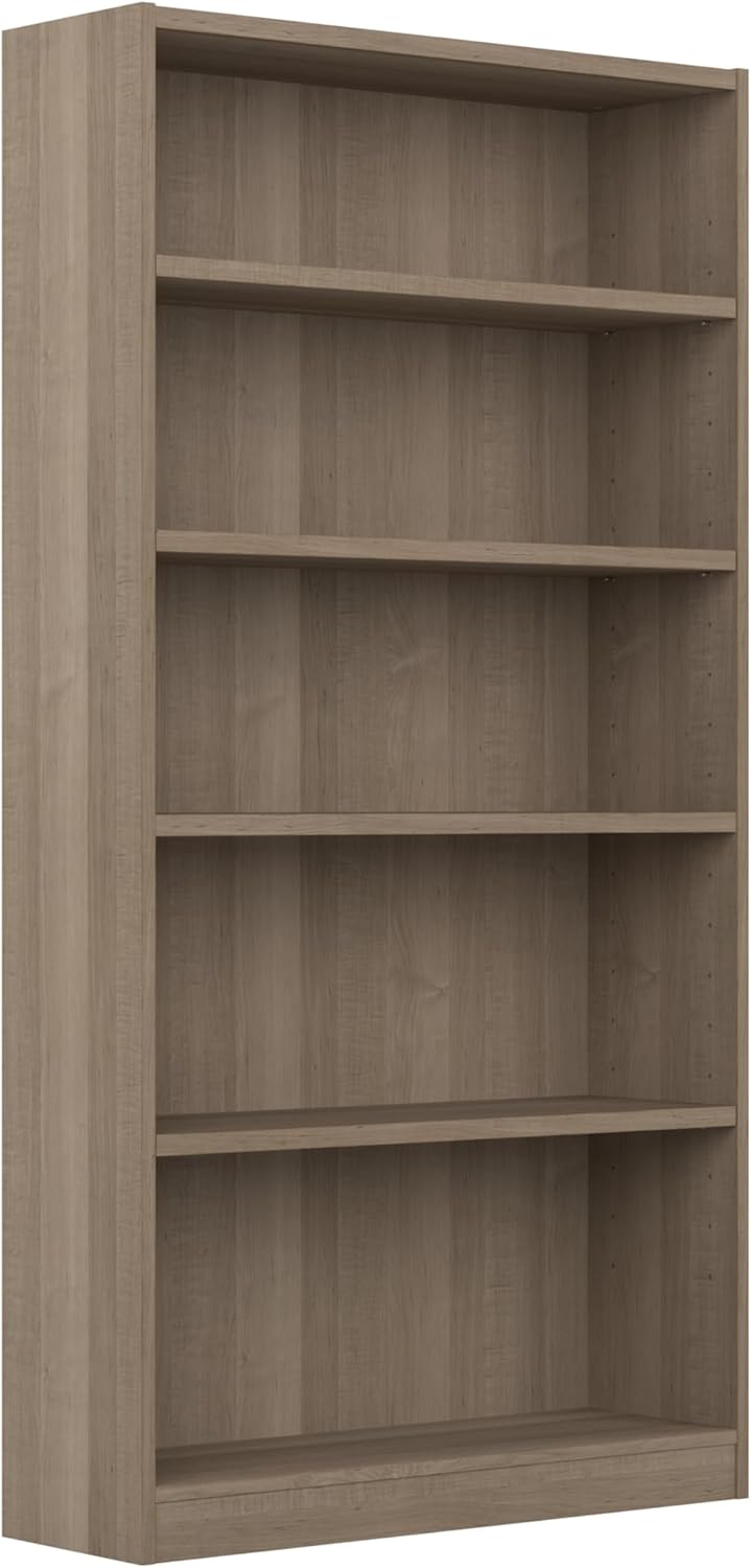 Bush Furniture Universal Tall 5 Shelf Bookcase in Black, Vertical Storage and Display Bookshelf for Home Office or Living Room Organization