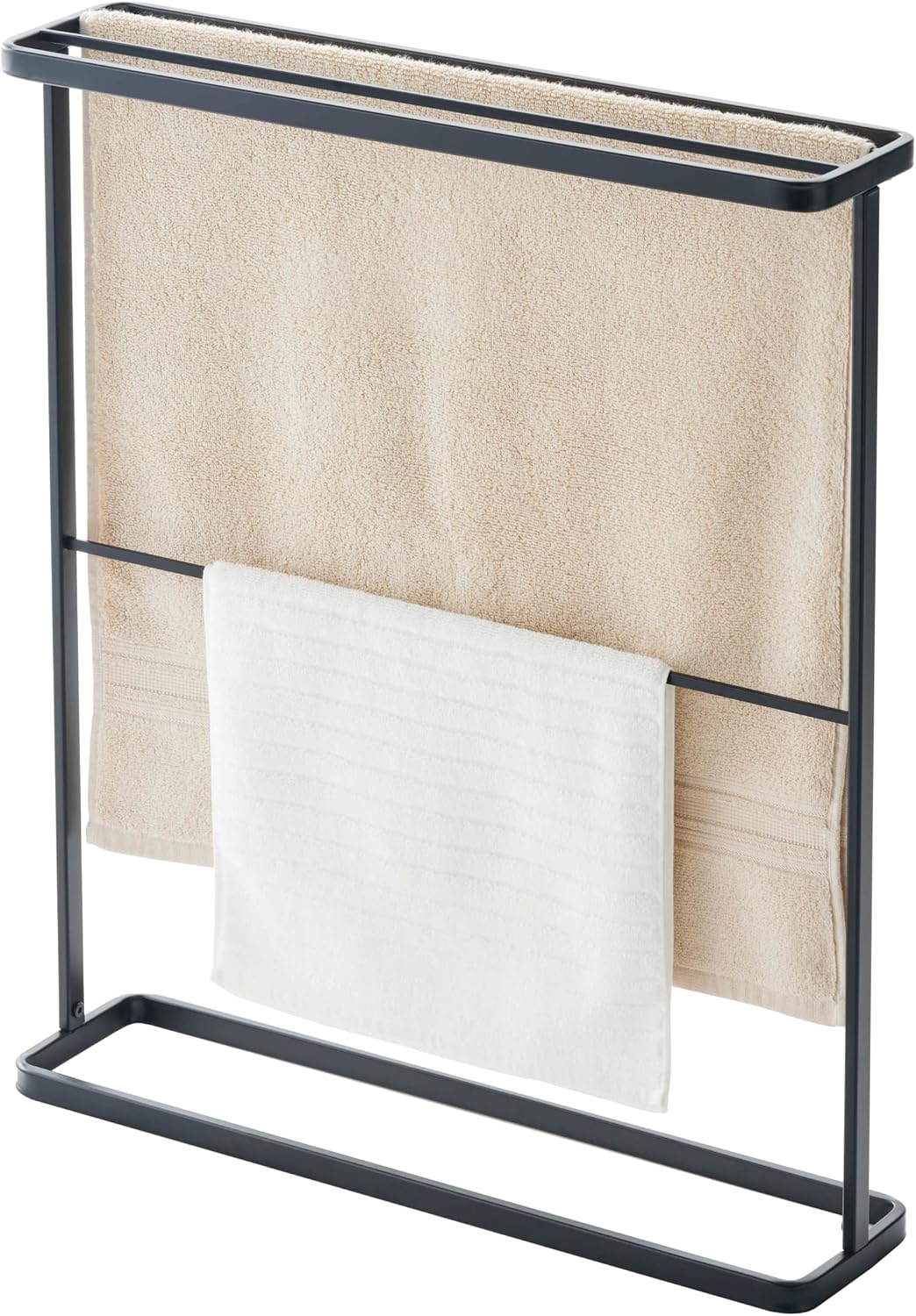 Yamazaki Home Bath Towel Hanger - Bathroom Organizer Storage Holder Dry Rack Steel One Size White