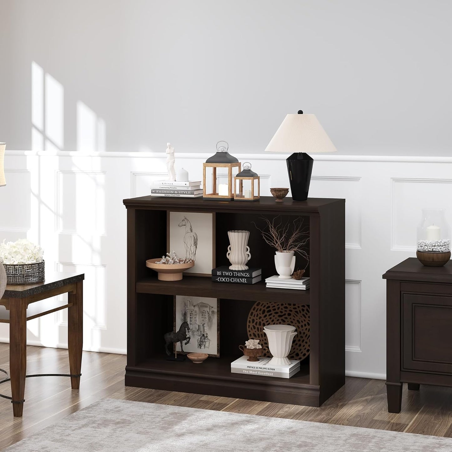 43 in Tall Bookcase, 3-Tier Bookshelf Open Storage, 33 inch Wide Floor Standing Indoor Furniture, Book Cases for Home School Library Office Bedroom Kids, White 3 Tiers