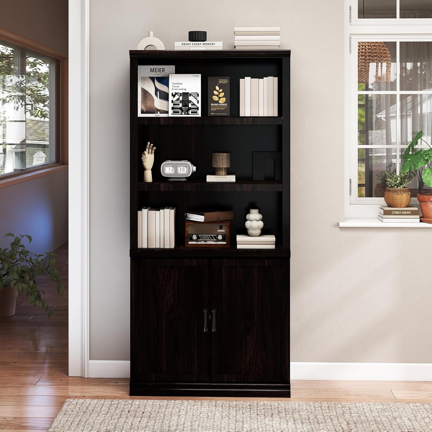 43 in Tall Bookcase, 3-Tier Bookshelf Open Storage, 33 inch Wide Floor Standing Indoor Furniture, Book Cases for Home School Library Office Bedroom Kids, White 3 Tiers