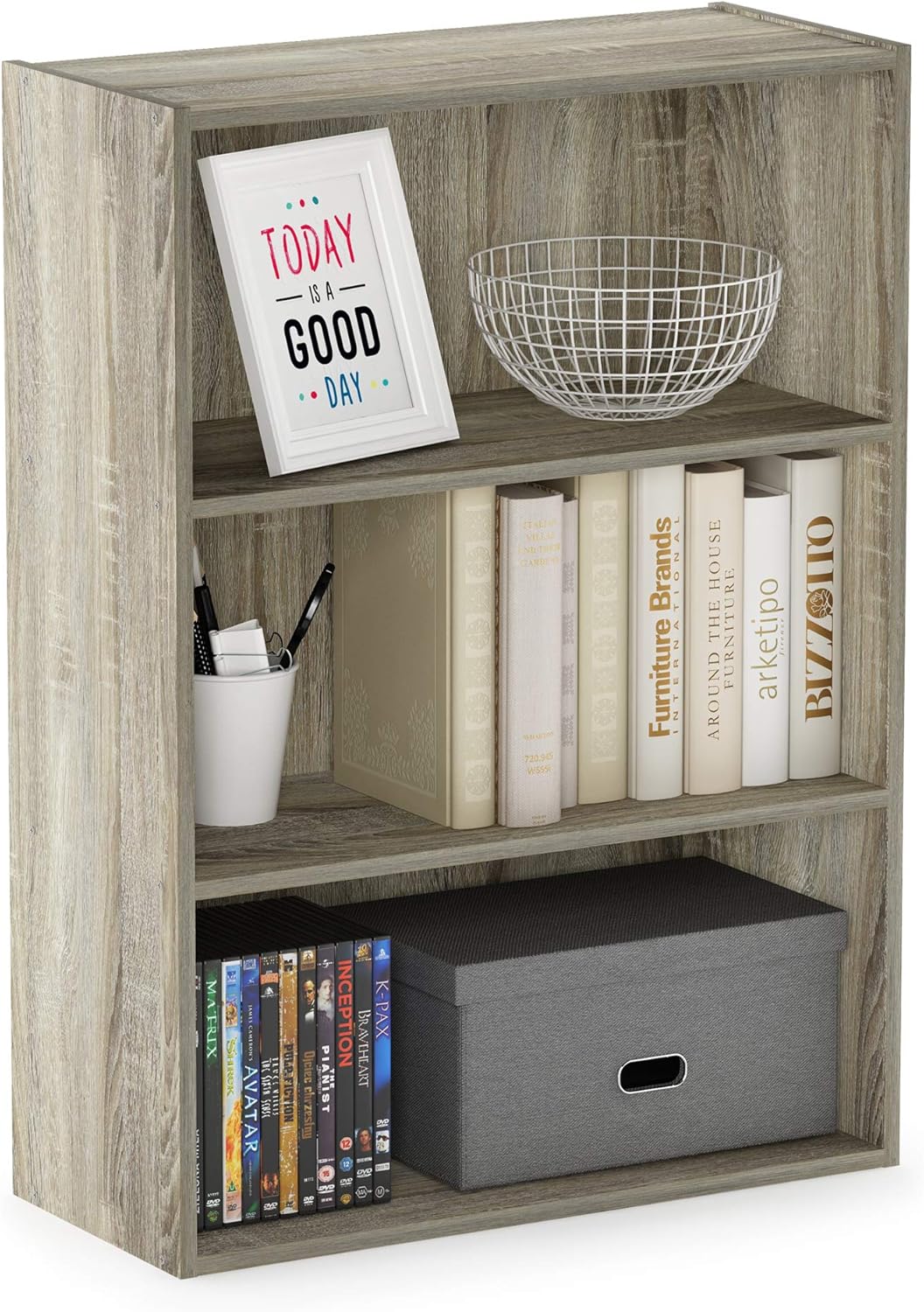 Furinno Pasir 3-Tier Open Shelf Bookcase, Plain White
