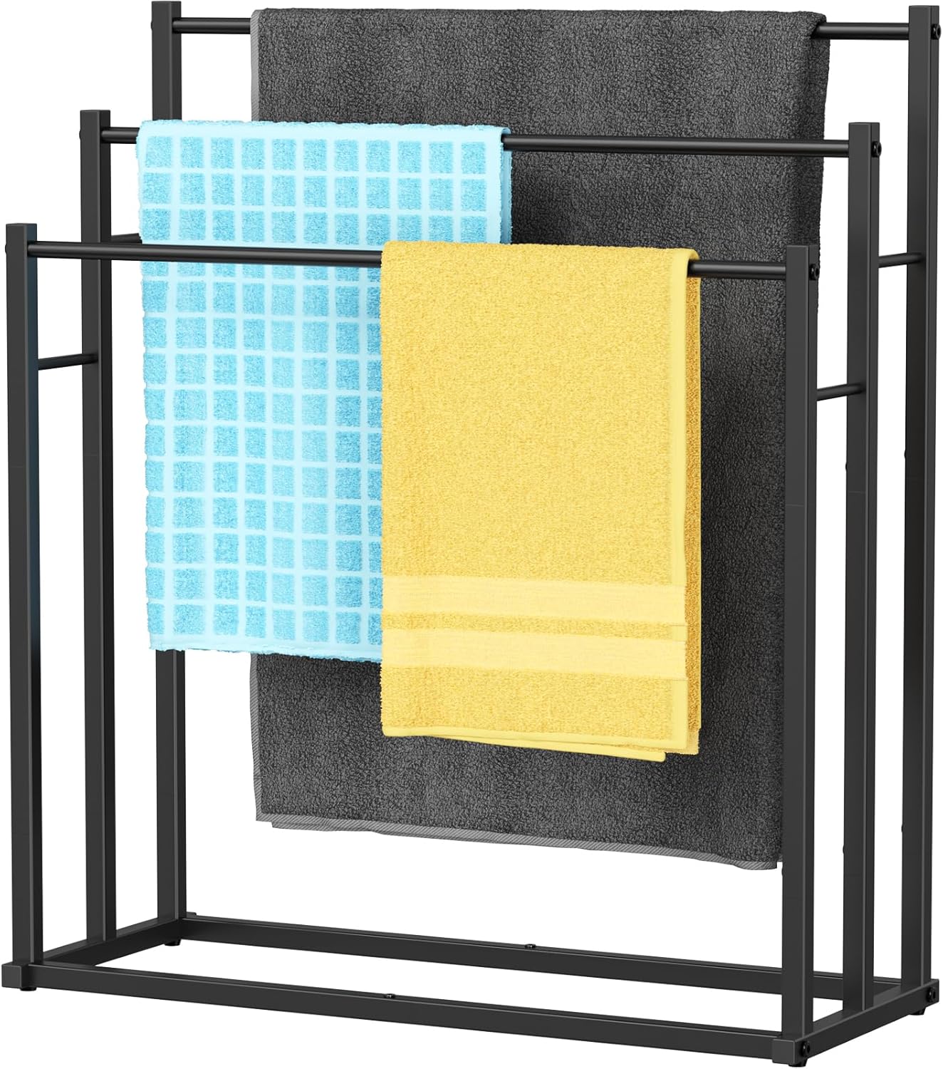 Honiter Towel Racks for Bathroom, 4 Tier Wide Towel Drying Rack Outdoor, Free Standing Towel Rack, Pool Towel Blanket Stand and Display Rack for Oversized Bath Towels