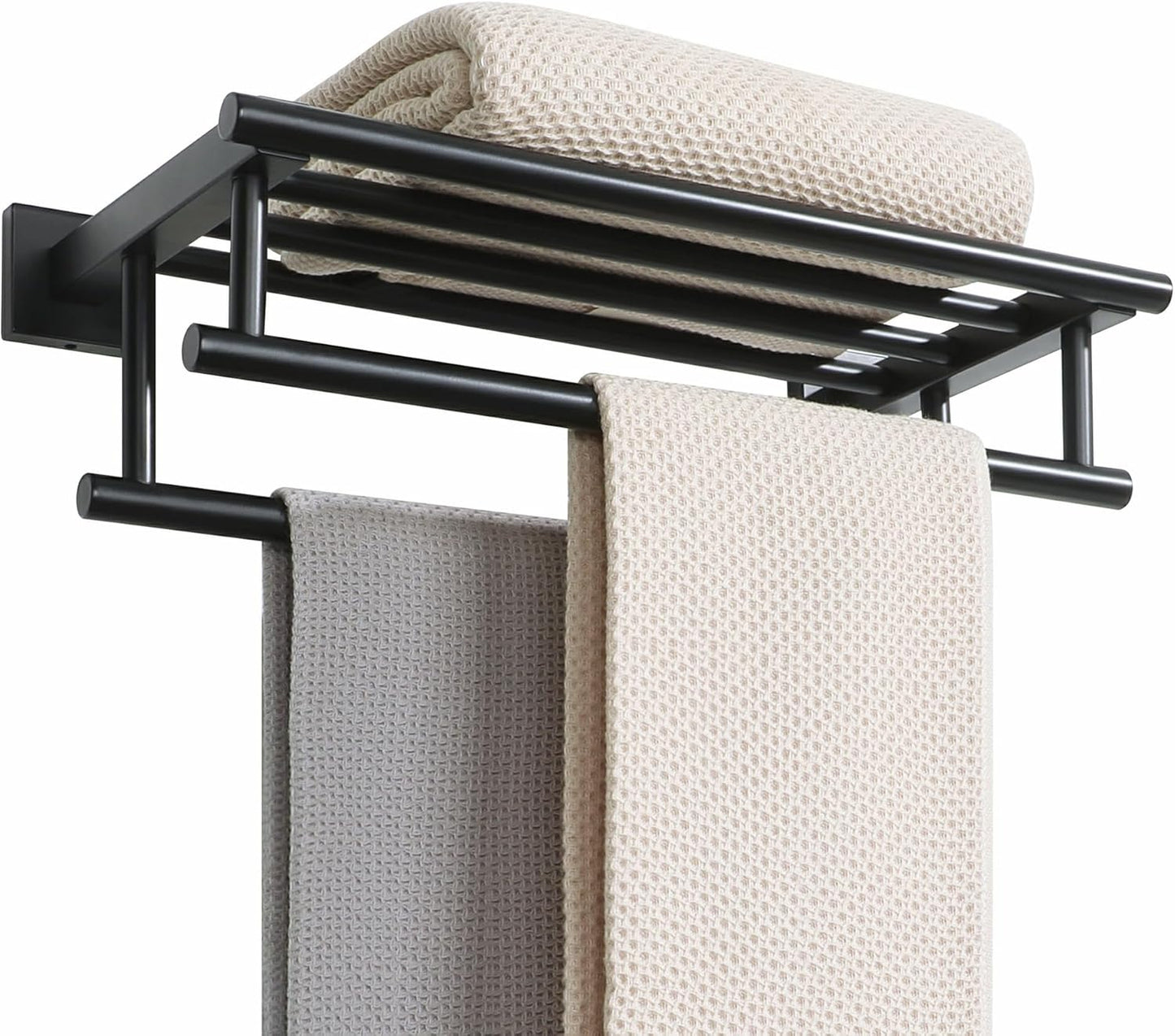 Alise Double Towel Rack for Bathroom,24 Inch Bathroom Tower Holder Towel Shelf with Double Towel Bars Wall Mount,SUS304 Stainless Steel Double Tower Bar for Bathroom Wall,Towel Hanger Matte Black
