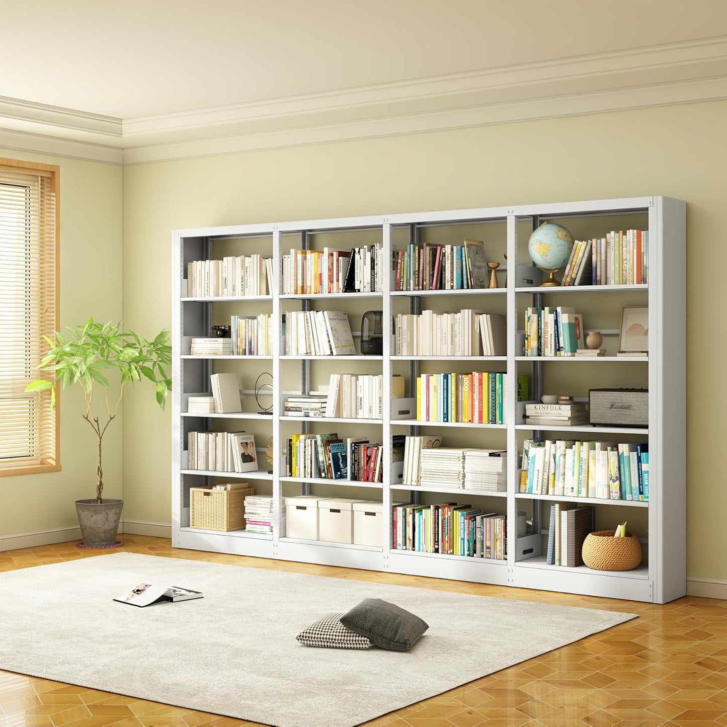 Metal Bookshelf,Adjustable 5-Tier Bookcase with High Weight Capacity,Bookshelves and Bookcases for Living Room,Office,Library,Black Book Shelf