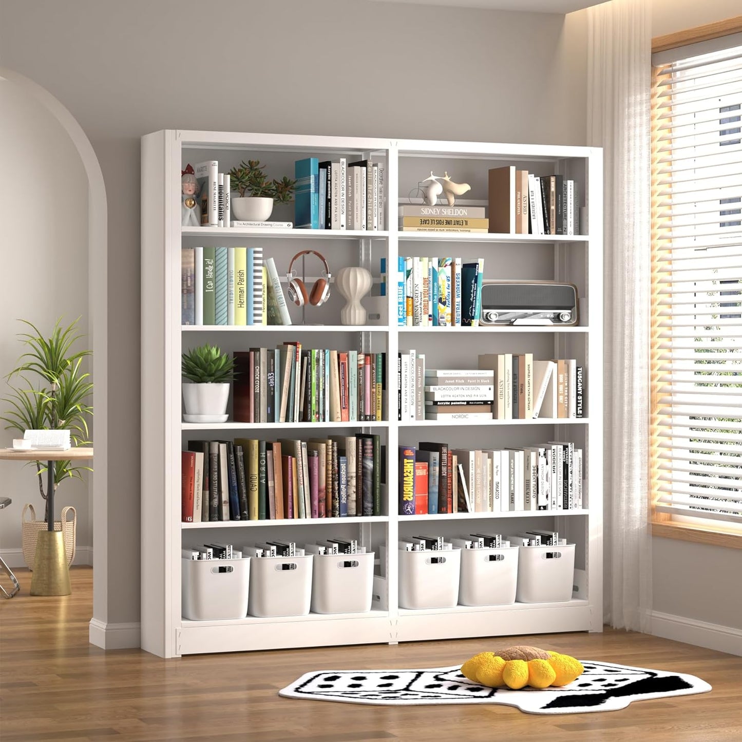 Metal Bookshelf,Adjustable 5-Tier Bookcase with High Weight Capacity,Bookshelves and Bookcases for Living Room,Office,Library,Black Book Shelf