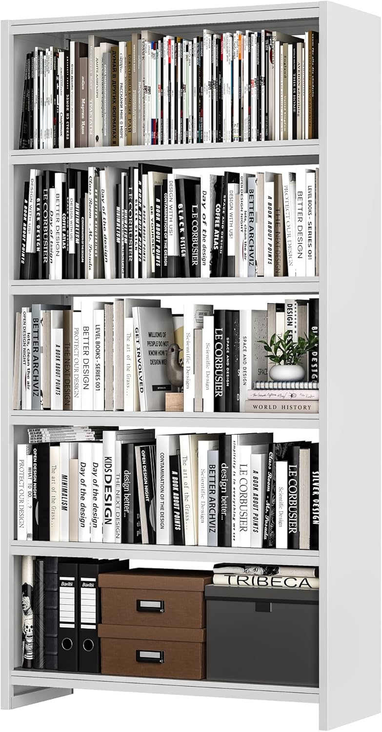 Metal Bookshelf,Adjustable 5-Tier Bookcase with High Weight Capacity,Bookshelves and Bookcases for Living Room,Office,Library,Black Book Shelf
