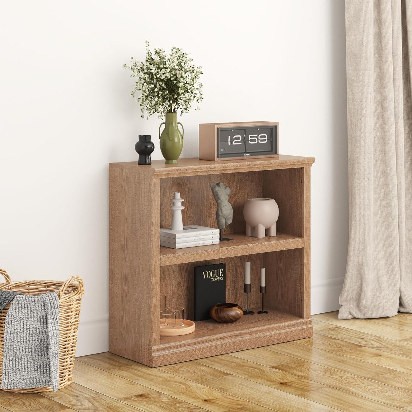 43 in Tall Bookcase, 3-Tier Bookshelf Open Storage, 33 inch Wide Floor Standing Indoor Furniture, Book Cases for Home School Library Office Bedroom Kids, White 3 Tiers