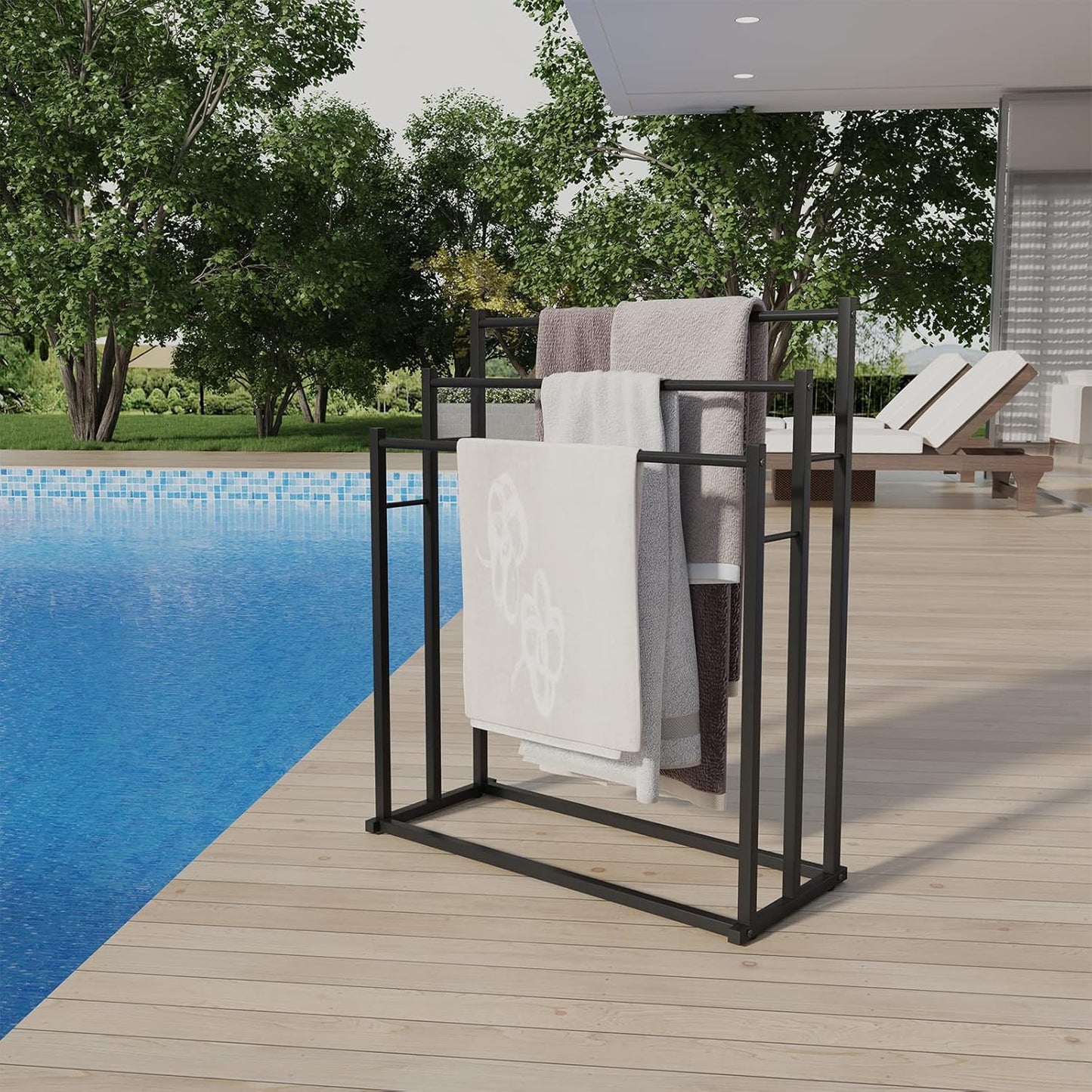 Honiter Towel Racks for Bathroom, 4 Tier Wide Towel Drying Rack Outdoor, Free Standing Towel Rack, Pool Towel Blanket Stand and Display Rack for Oversized Bath Towels