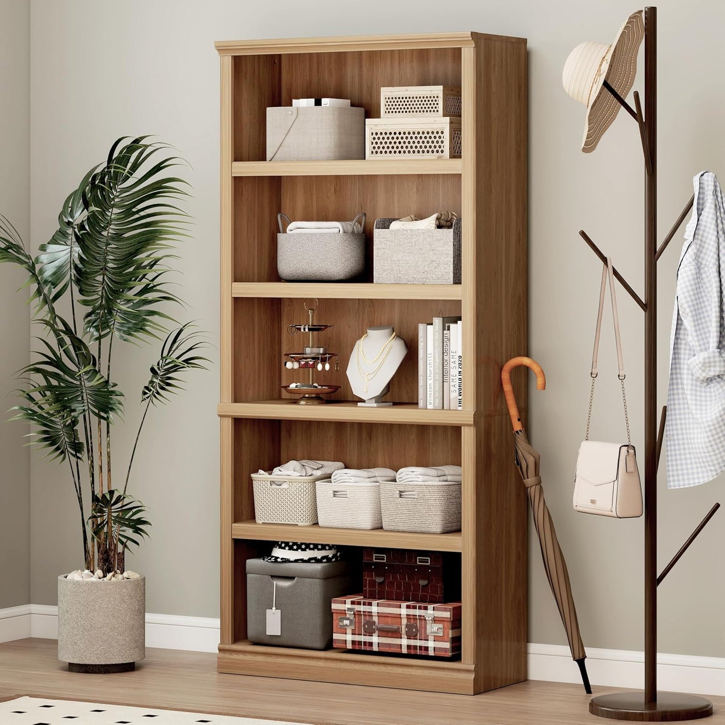 43 in Tall Bookcase, 3-Tier Bookshelf Open Storage, 33 inch Wide Floor Standing Indoor Furniture, Book Cases for Home School Library Office Bedroom Kids, White 3 Tiers