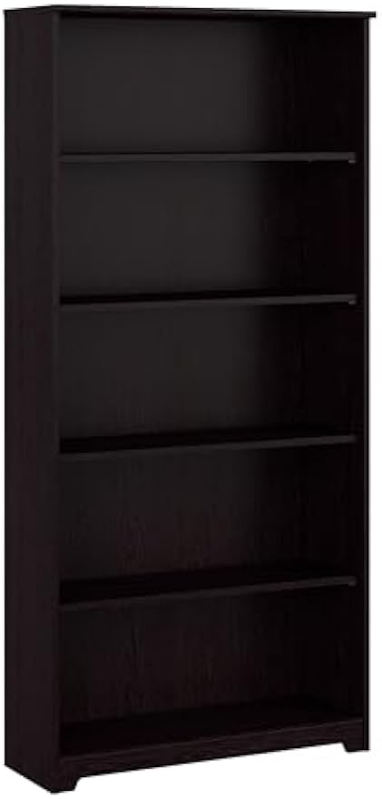 Bush Furniture Tall 5 Shelf Bookcase, Large Open Bookshelf, Sturdy Display Cabinet for Living Room or Home Office, Cabot Collection, Espresso Oak