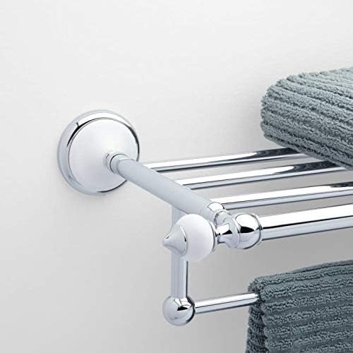 Signature Hardware 413146 Adelaide 21-3/8" Solid Brass and Porcelain Towel Rack - Chrome