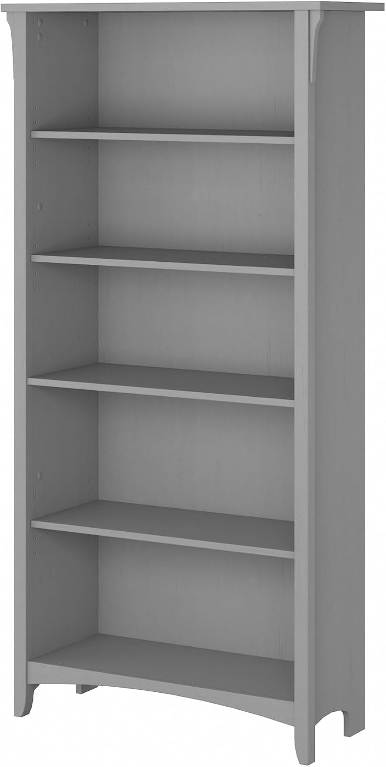 Bush Furniture Salinas 5 Shelf Bookcase In Vintage Black, Tall Bookshelf, Large Book Shelf For Living Room, Home Office, Or Entryway