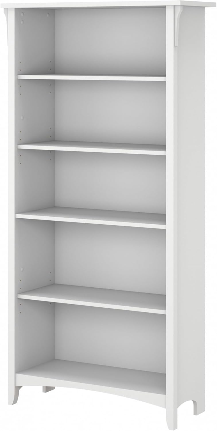 Bush Furniture Salinas 5 Shelf Bookcase In Vintage Black, Tall Bookshelf, Large Book Shelf For Living Room, Home Office, Or Entryway