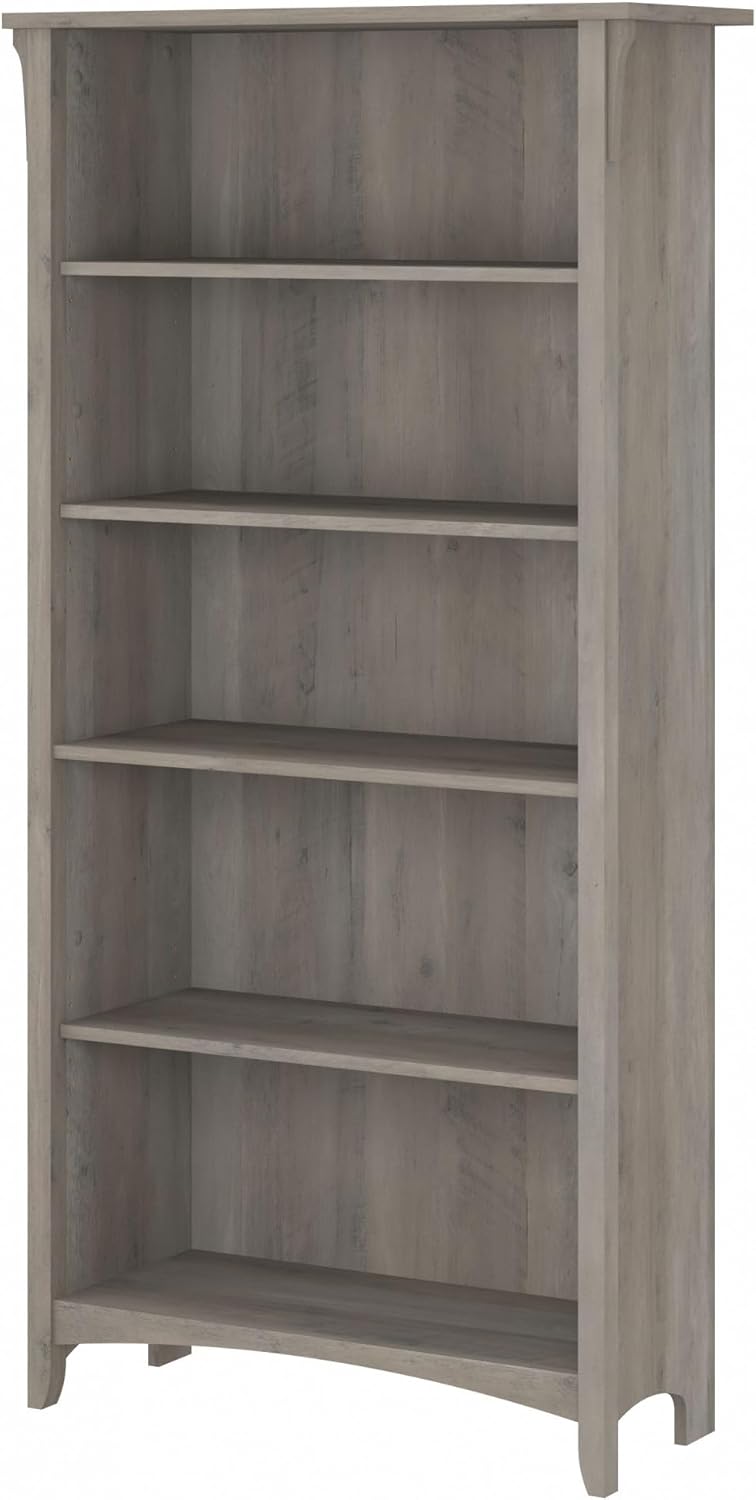 Bush Furniture Salinas 5 Shelf Bookcase In Vintage Black, Tall Bookshelf, Large Book Shelf For Living Room, Home Office, Or Entryway