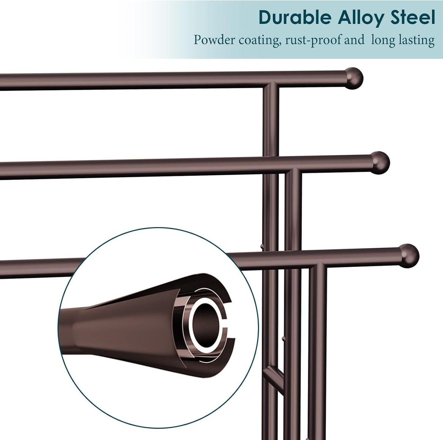 Kayfia 40" Tall Standing Towel Racks for Bathroom, 3 Tier Towel Rack Stand with Storage Basket, Blanket Ladder Drying and Display Rack for Oversized Bath Towel, Next to Tub Or Shower (Bronze)