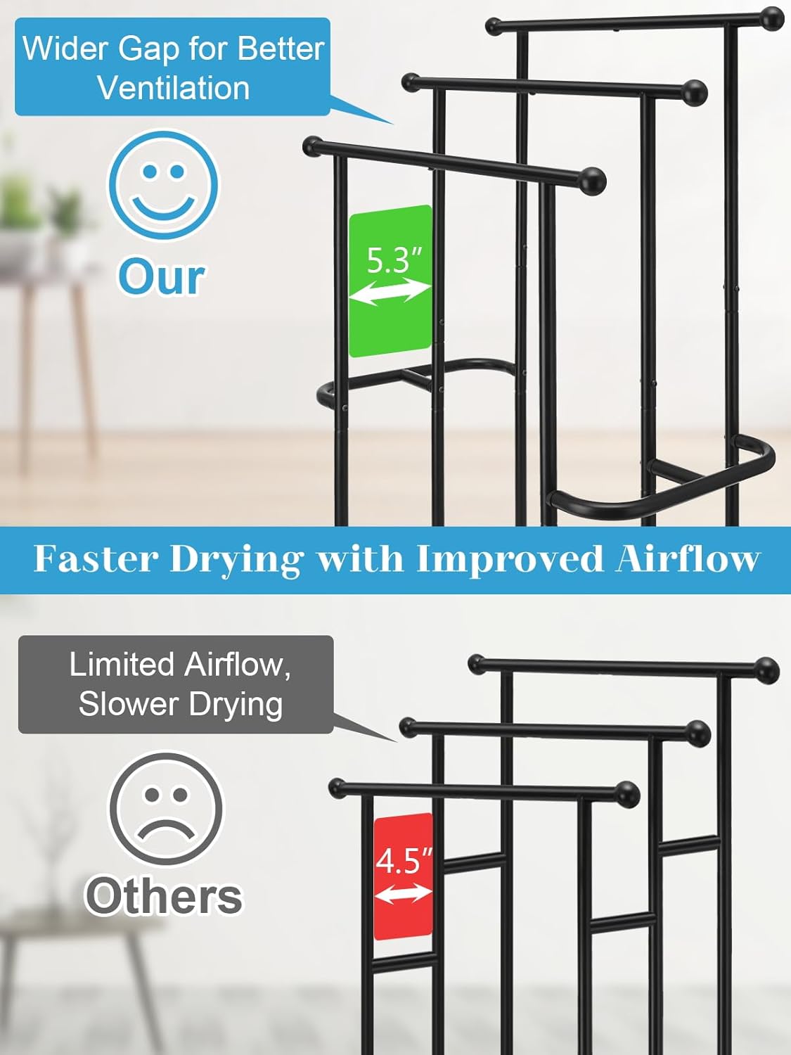 Haturi Free Standing Towel Rack for Bathroom, 39" Black 3-Tier Rust-Resistant Outdoor Towel Drying Rack for Pool, Metal Blanket Rack Holder with Storage Basket for Oversized Bath Towels