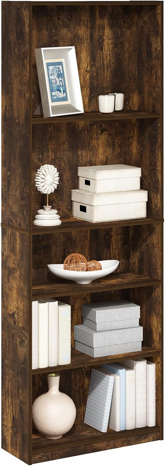 FURINNO JAYA Simply Home 5-Shelf Bookcase, 5-Tier, Black