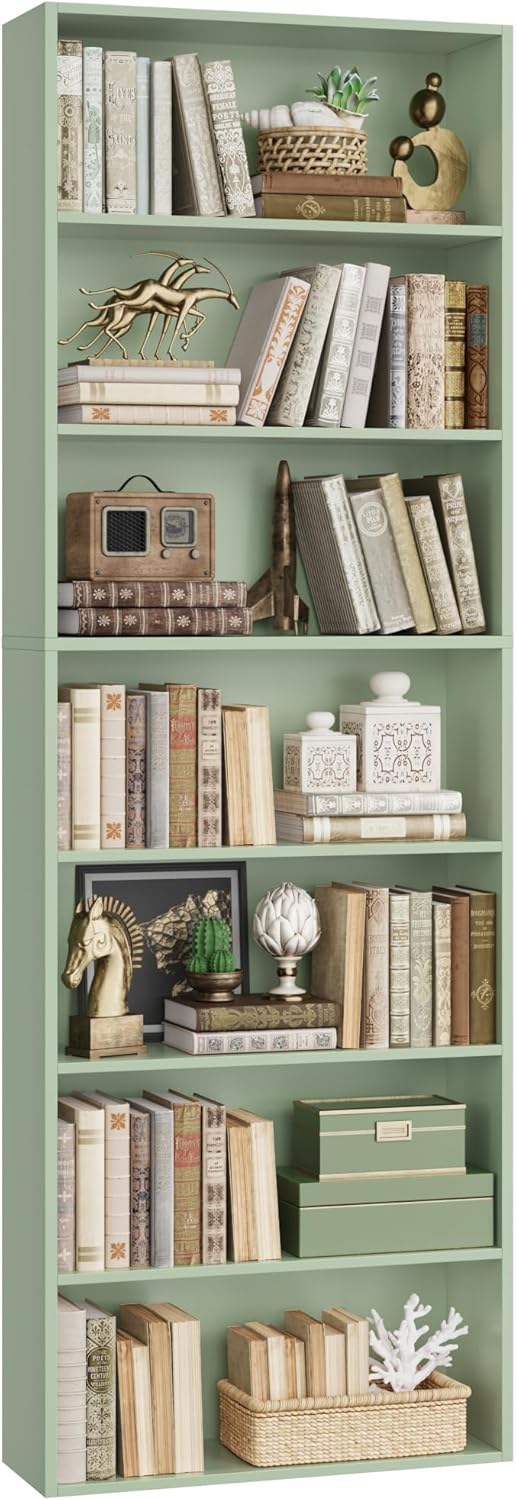 82" Tall Bookshelf, 7-Tier Open Shelves Bookcase, Freestanding Display Storage Shelves, Tall Bookcase Home Decor Furniture for Home Office, Living Room, Bedroom, White
