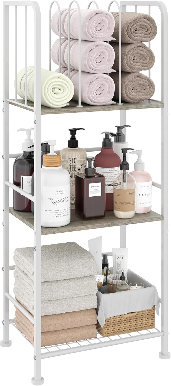 Towel Rack Free Standing 3-Tier M-Shaped Detachable Dividers, Durable Metal Towel Holder for Bathroom, Pool Towel Rack, Space-Saving Towel Storage Organizer, Modern Bath Towel Shelf Patent Pending