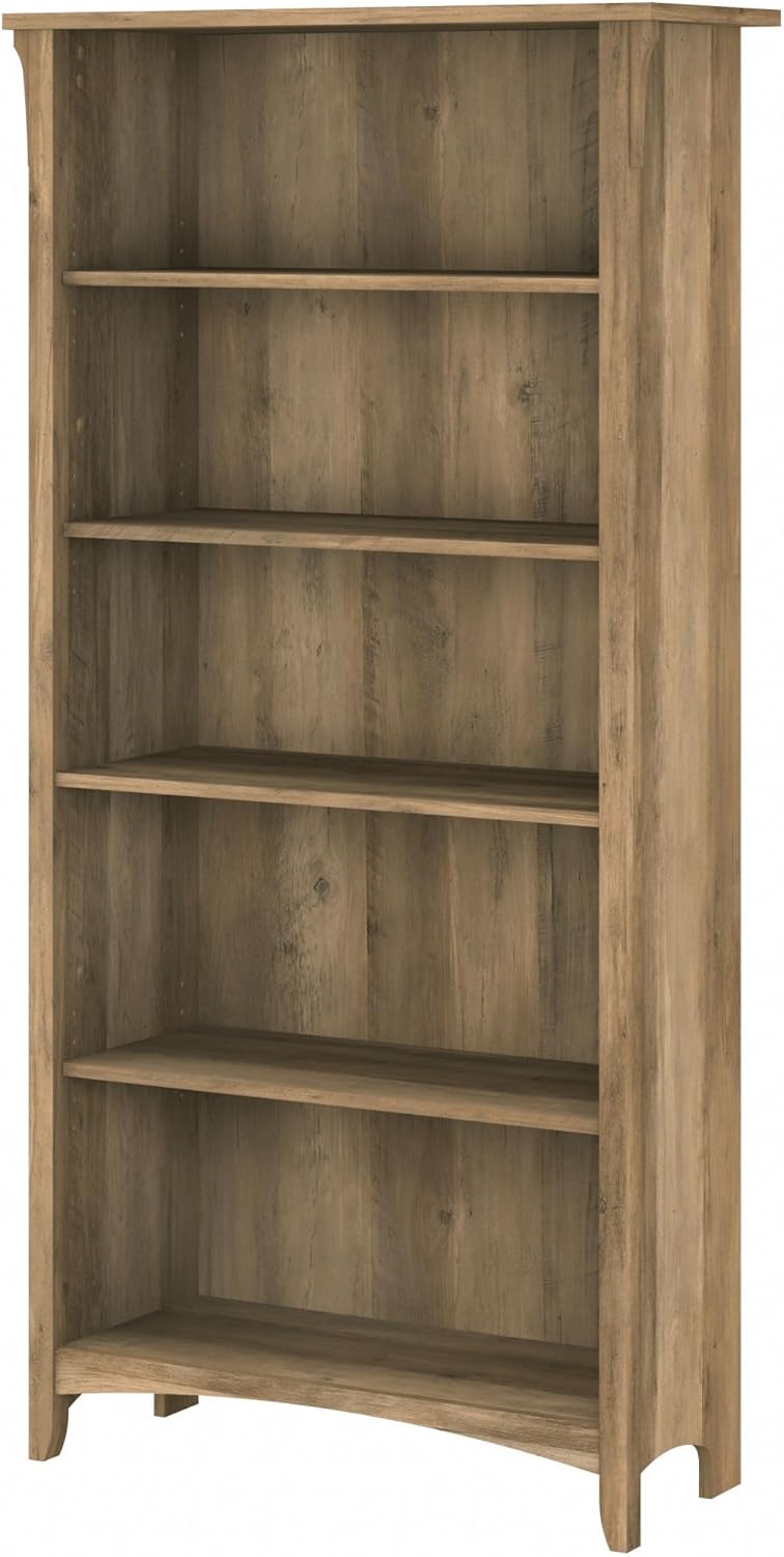 Bush Furniture Salinas 5 Shelf Bookcase In Vintage Black, Tall Bookshelf, Large Book Shelf For Living Room, Home Office, Or Entryway