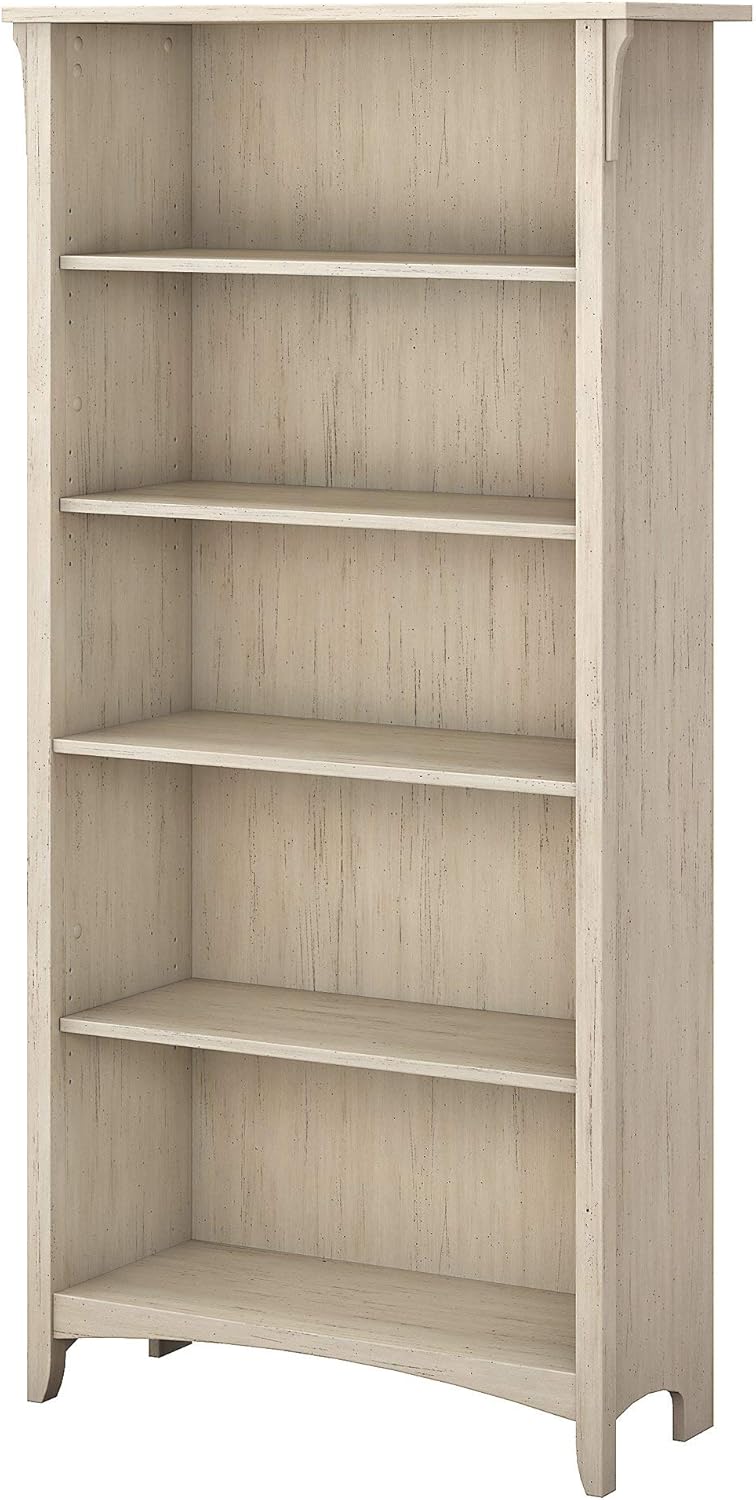 Bush Furniture Salinas 5 Shelf Bookcase In Vintage Black, Tall Bookshelf, Large Book Shelf For Living Room, Home Office, Or Entryway
