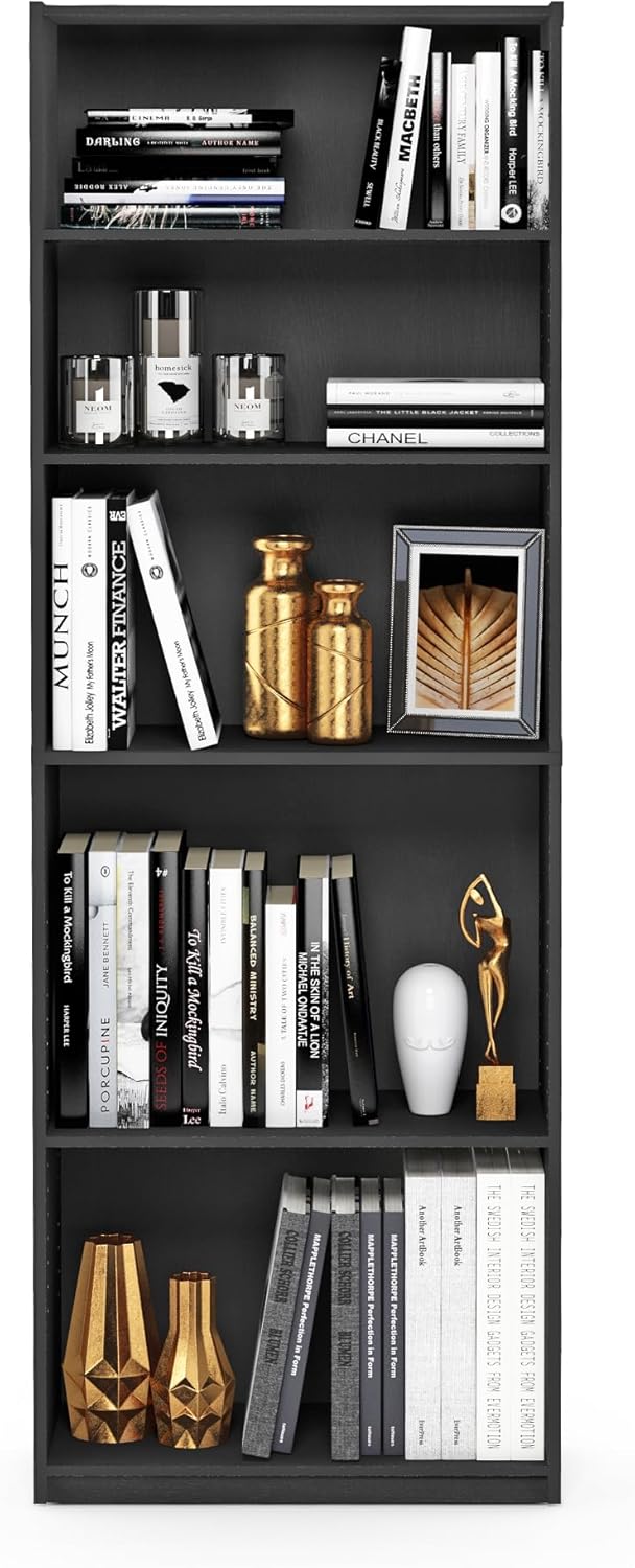 FURINNO JAYA Simply Home 5-Shelf Bookcase, 5-Tier, Black