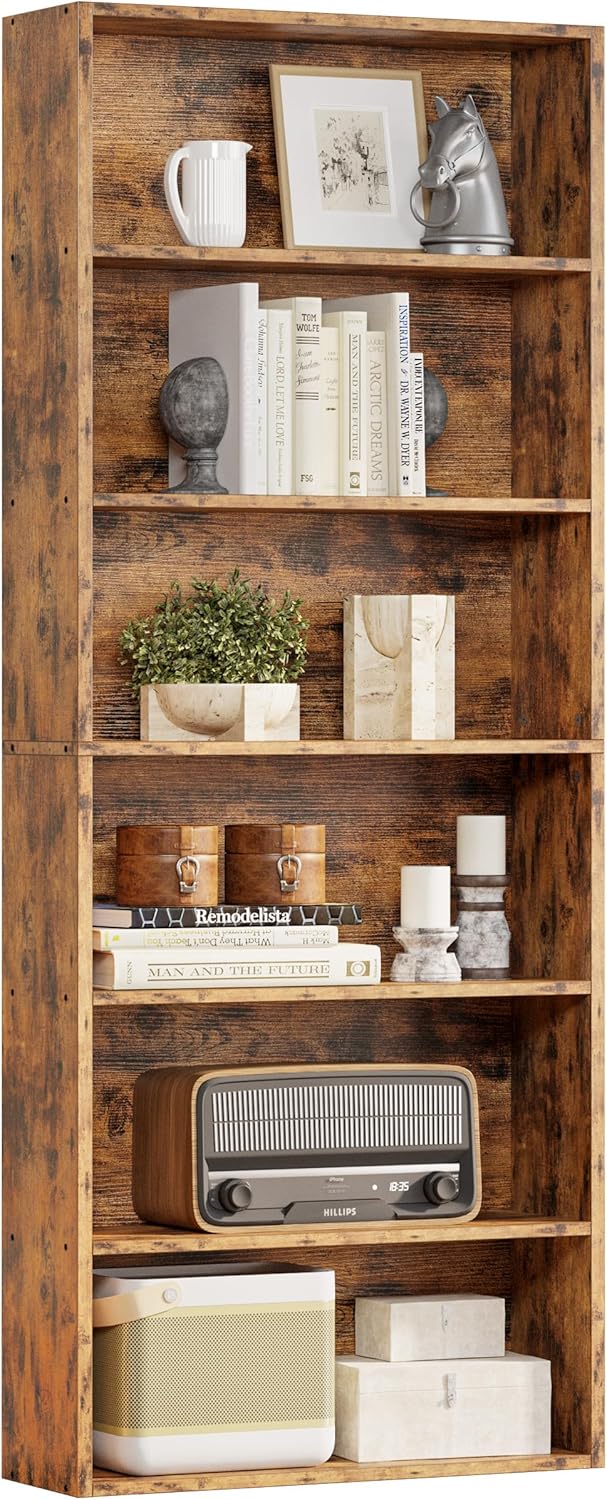 IRONCK Bookshelves and Bookcases Floor Standing 6 Tiers Display Storage Shelves 70 in Tall Bookcase Home Decor Furniture for Home Office, Living Room, Bed Room