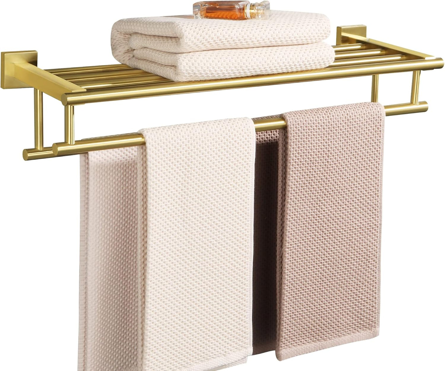 Alise Double Towel Rack for Bathroom,24 Inch Bathroom Tower Holder Towel Shelf with Double Towel Bars Wall Mount,SUS304 Stainless Steel Double Tower Bar for Bathroom Wall,Towel Hanger Matte Black